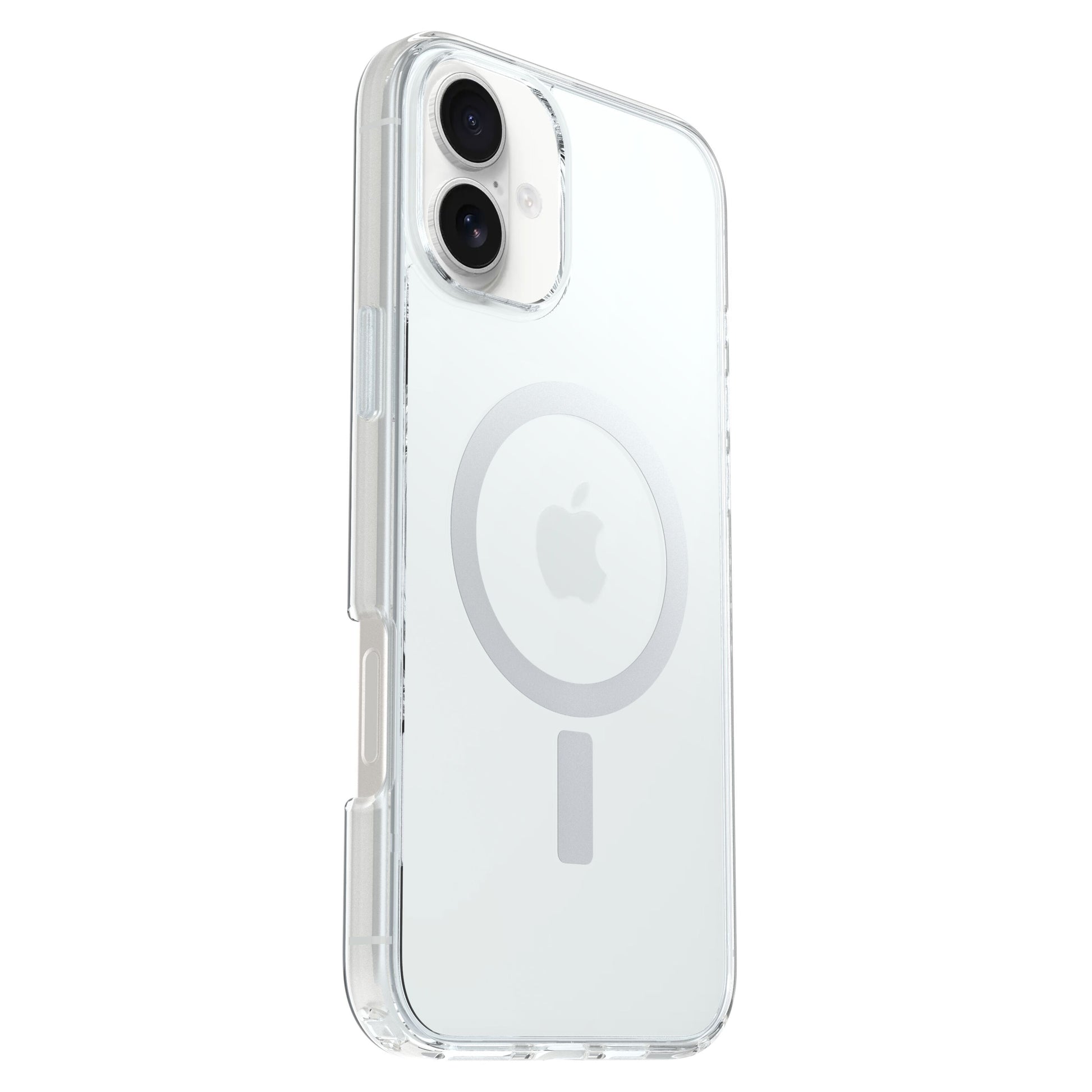Otterbox Symmetry MagSafe cover til iPhone 16 Plus klar med synlig MagSafe-magnet og Apple-logo.