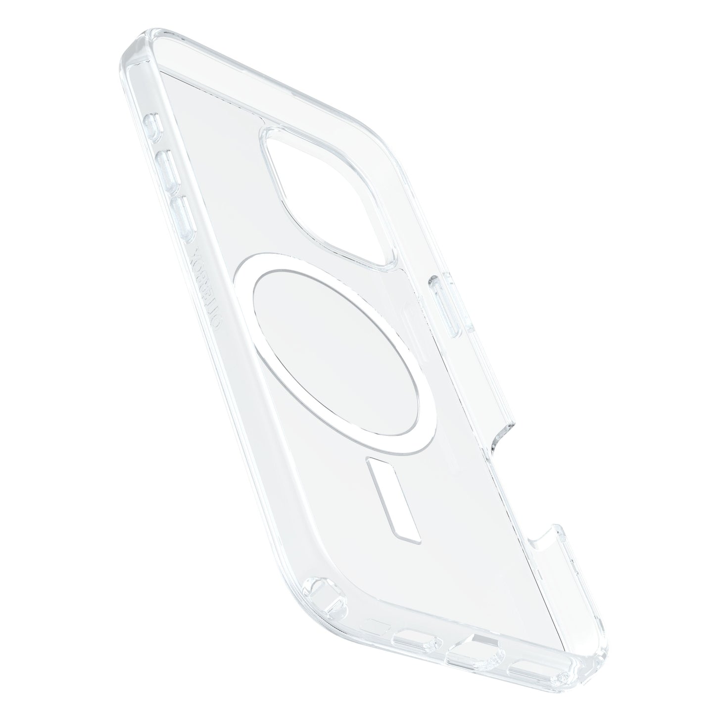 Otterbox Symmetry MagSafe cover til iPhone 16 Plus, gennemsigtig, præcise udskæringer, cirkulært ringdesign, MagSafe.