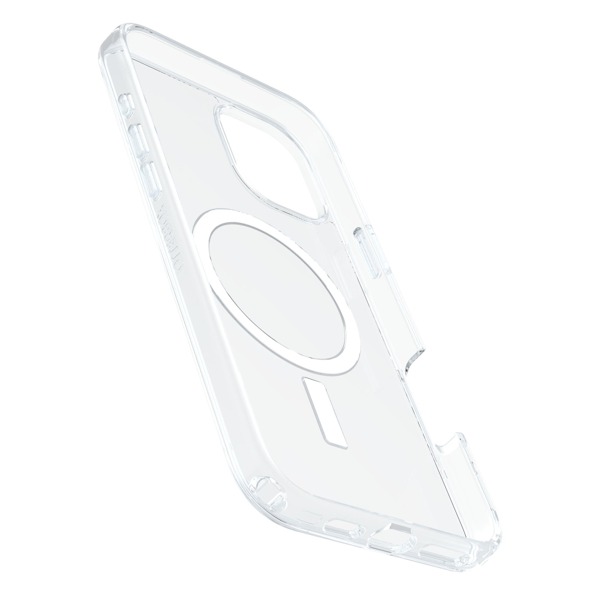 Otterbox Symmetry MagSafe cover til iPhone 16 Plus, gennemsigtig, præcise udskæringer, cirkulært ringdesign, MagSafe.