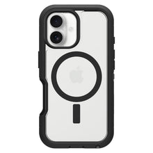 Otterbox Defender XT Dark Side cover til iPhone 16, MagSafe, klar bagside, sort kant, beskyttende kamerahus.