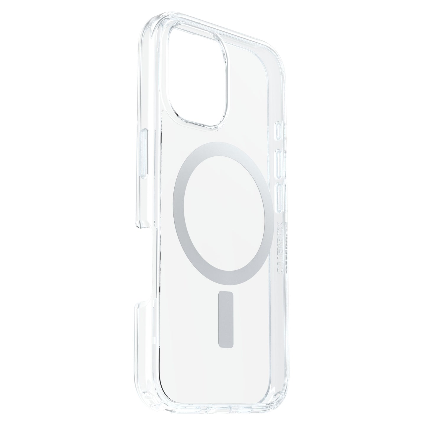 Otterbox Symmetry MagSafe cover til iPhone 16, transparent, kompatibel med MagSafe, ligner tidligere iPhone Pro covers.