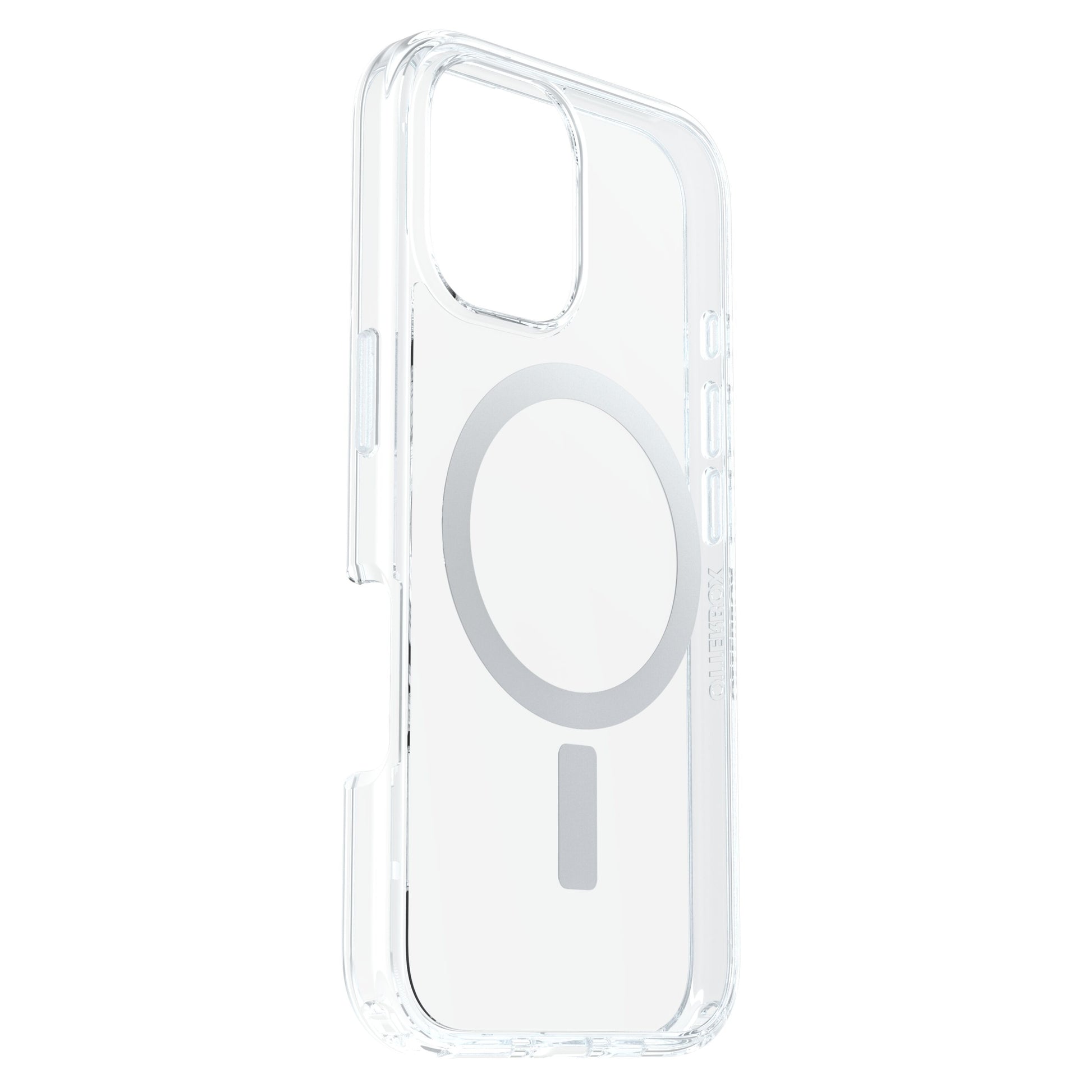 Otterbox Symmetry MagSafe cover til iPhone 16, transparent, kompatibel med MagSafe, ligner tidligere iPhone Pro covers.