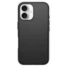 Otterbox Symmetry MagSafe cover til iPhone 16 sort, DROP+ certificeret med synlige sideknapper og dobbelt kamerahul.