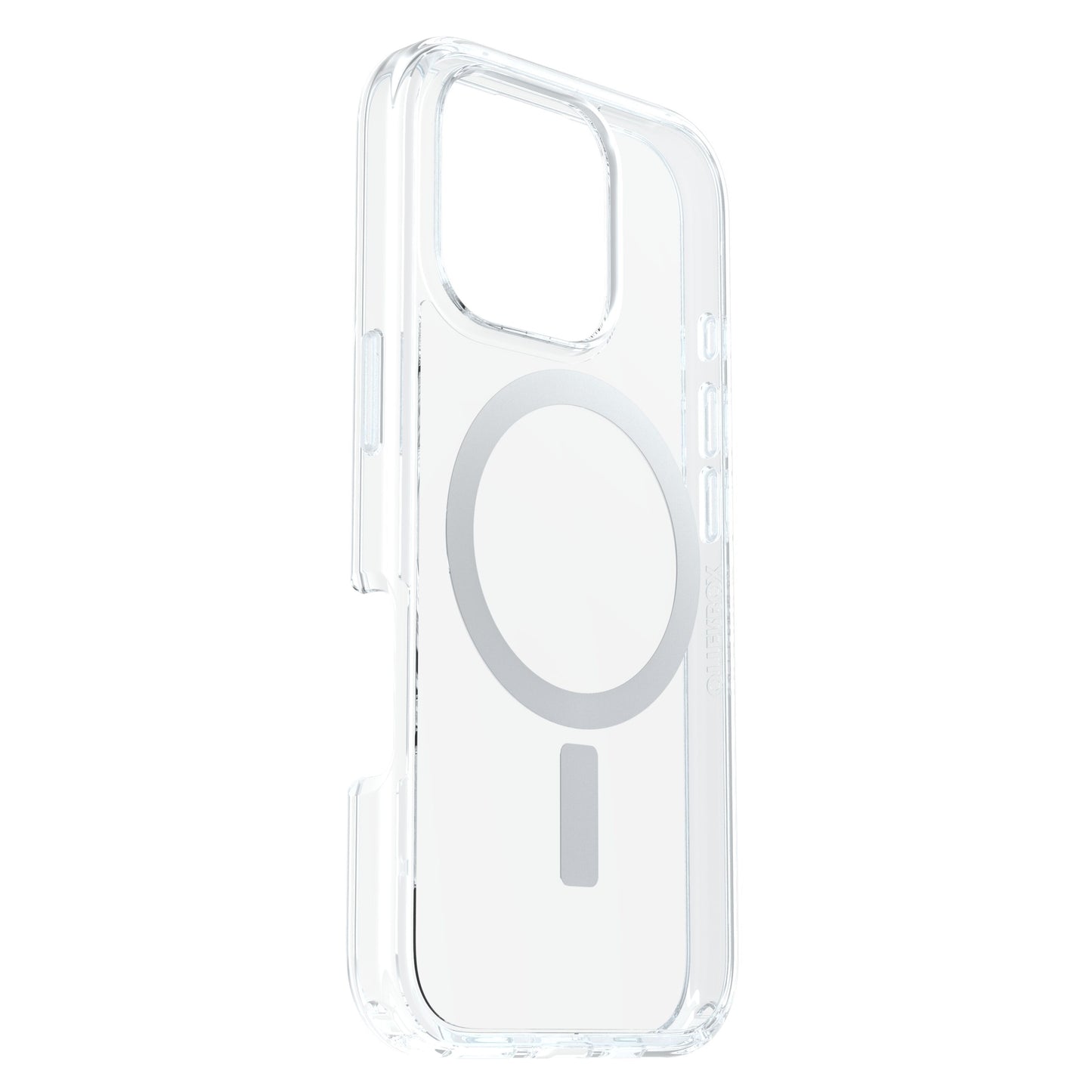 Otterbox Symmetry MagSafe cover til iPhone 16 Pro, klar, gennemsigtig, MagSafe-kompatibel, præcise udskæringer.