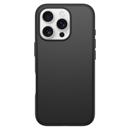 Otterbox Symmetry MagSafe cover til iPhone 16 Pro sort med tekstureret finish og udskæring til tre kameraer.
