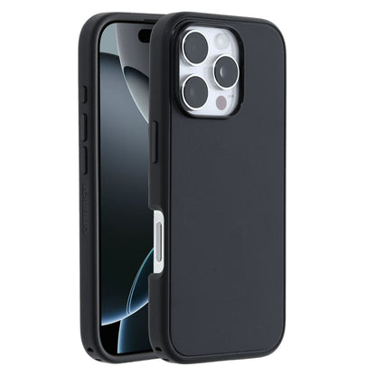 Otterbox Symmetry MagSafe cover til iPhone 16 Pro sort, glat finish, beskytter bagside og kanter, præcise åbninger.