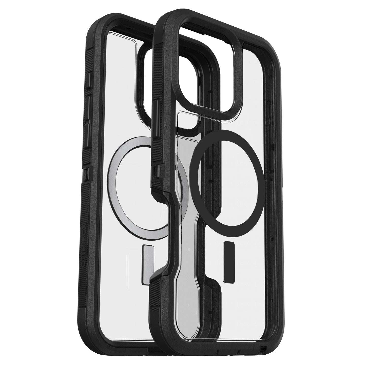 Otterbox Defender XT Dark Side covers til iPhone 16 Pro Max, sorte kanter, MagSafe-ring, forhøjede kanter, forstærkede hjørner.