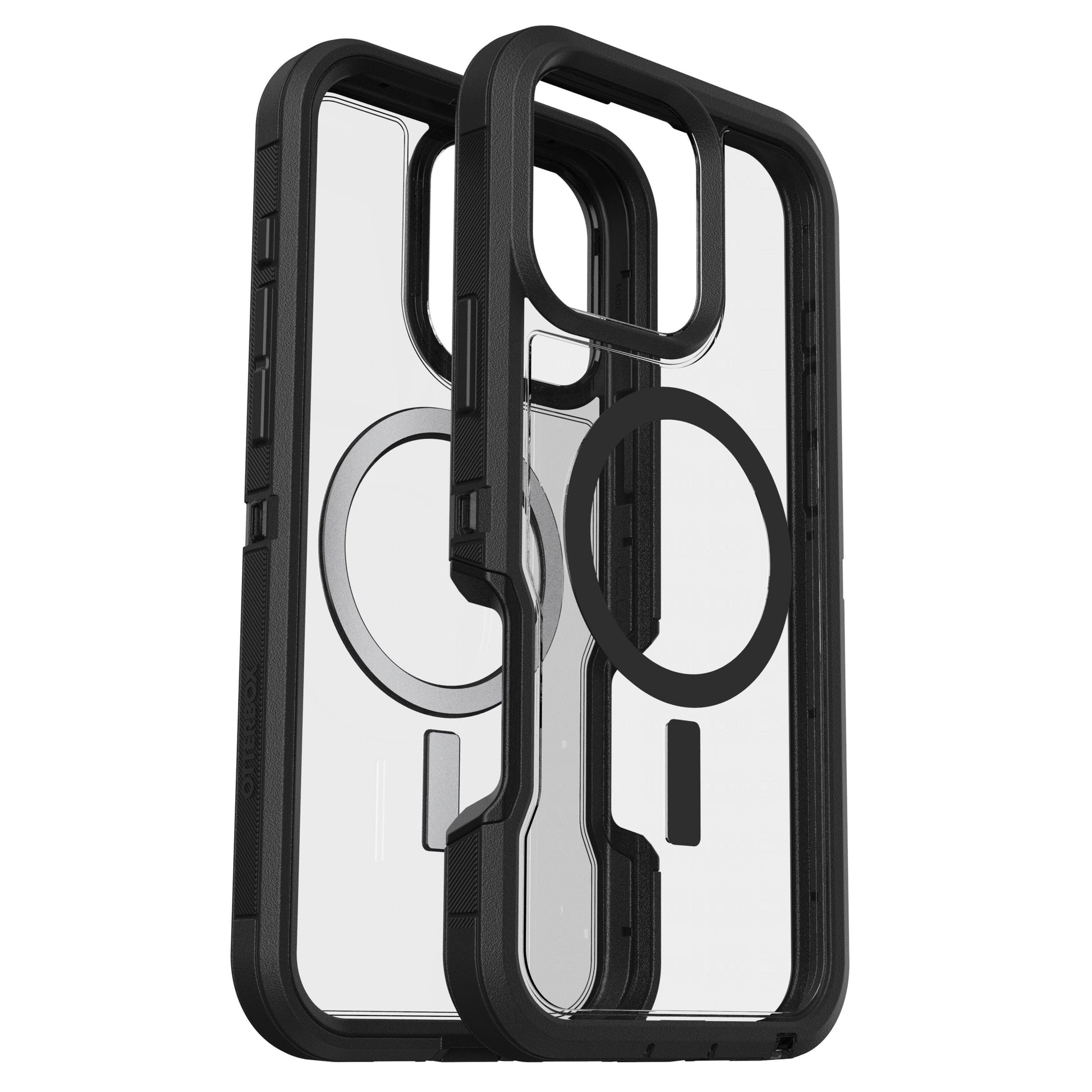Otterbox Defender XT Dark Side covers til iPhone 16 Pro Max, sorte kanter, MagSafe-ring, forhøjede kanter, forstærkede hjørner.
