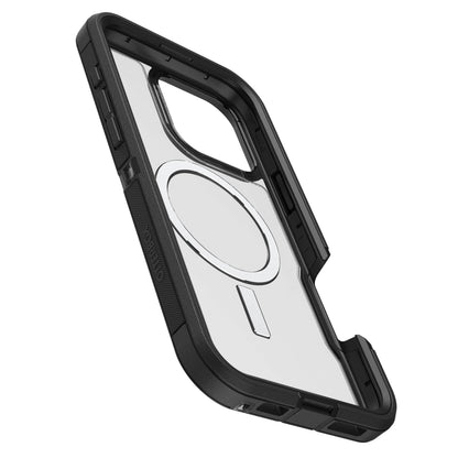 Otterbox Defender XT Dark Side cover til iPhone 16 Pro Max med forstærkede hjørner, MagSafe-ring, klart og sort design.