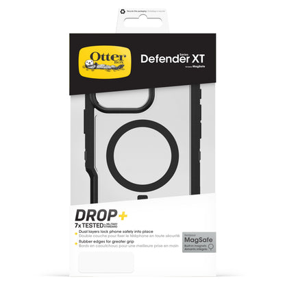 Otterbox Defender XT Dark Side cover til iPhone 16 Pro Max i hvid kasse med forskellige detaljer, gul Otterbox-logo og frontvindue.
