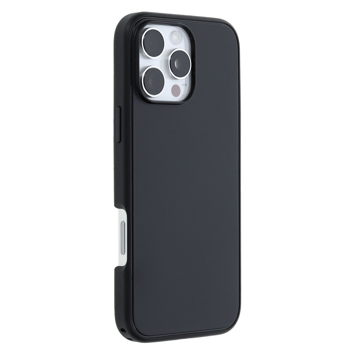 Otterbox Symmetry MagSafe etui til iPhone 16 Pro Max sort, mat finish, udskæringer til knapper, triple kamera og flash.