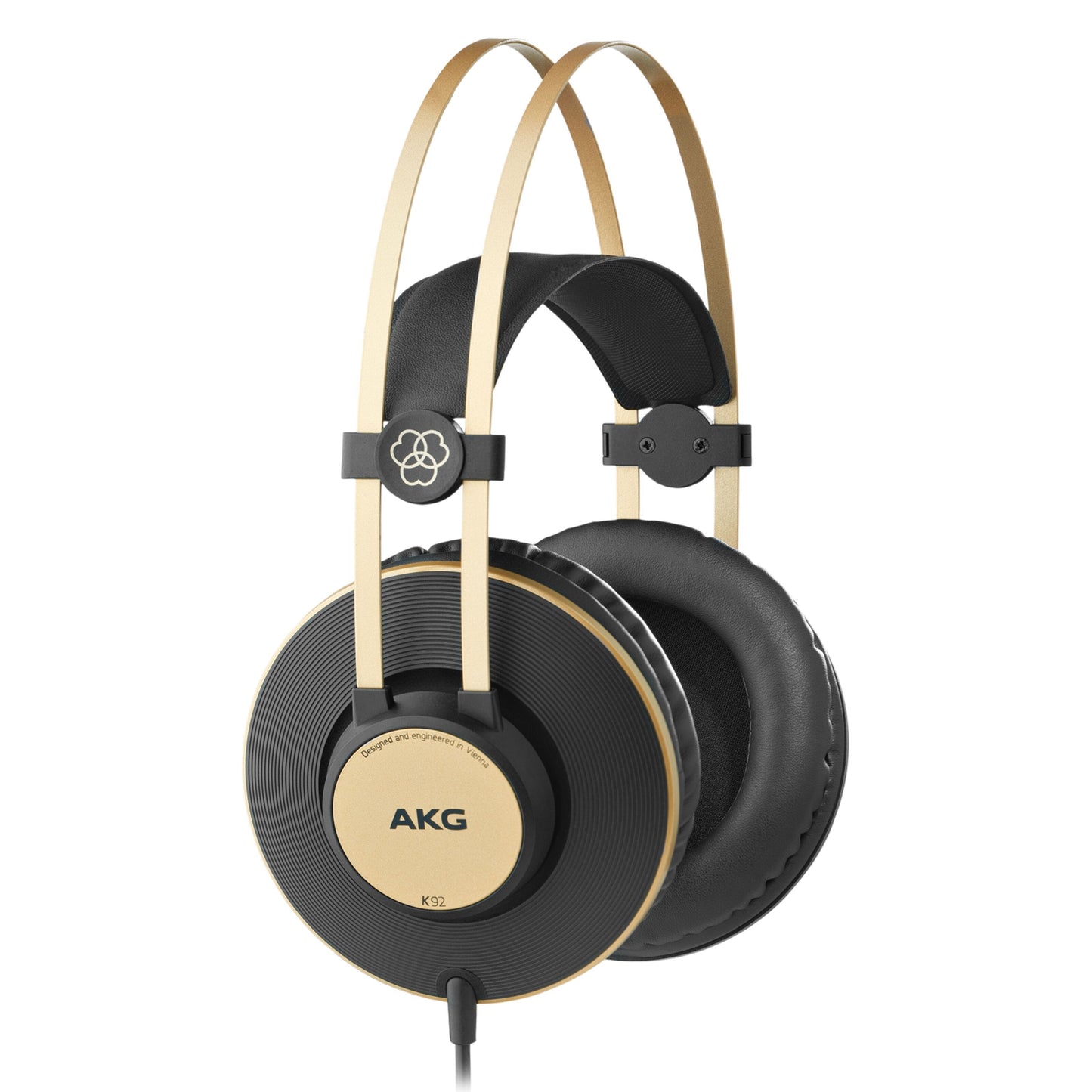 AKG K92 hovedtelefoner sort/guld med polstret hovedbøjle og cirkulære ørekopper.