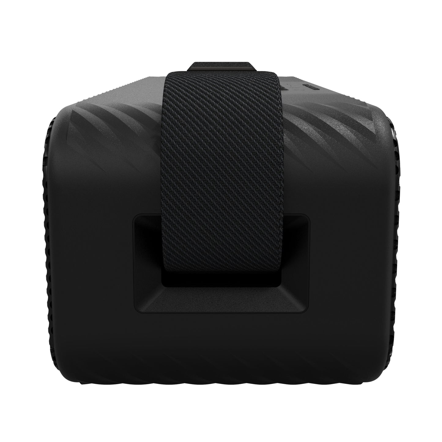 Klipsch Detroit Bluetooth-højttaler, tekstureret overflade, sort rem på top, greb foran, vandafvisende, 20+ timers batteri.