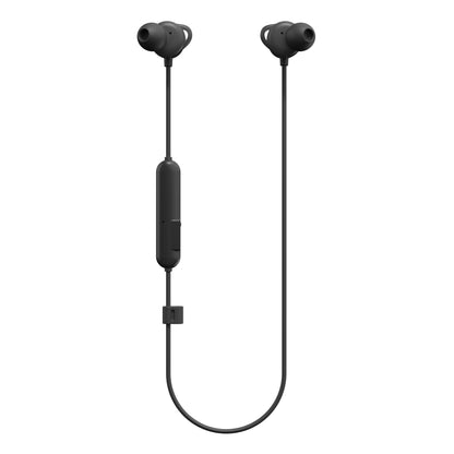 Nomadelic trådløse hovedtelefoner Solo 204 sort, Bluetooth 5.4, kabel, inline kontrol, ørepropper med stabiliserende vinger.