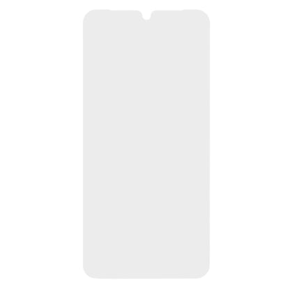 Skærmbeskyttelse til Samsung A16/A26, transparent, afrundede hjørner, viser produktets form og størrelse.