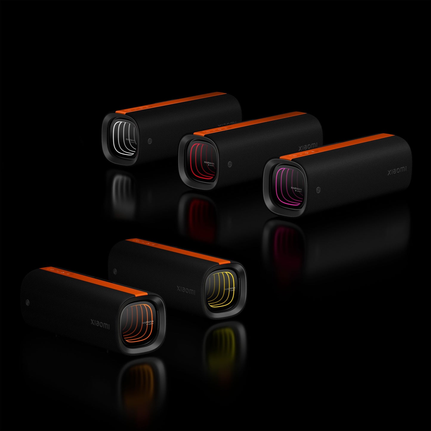 Xiaomi Sound Party bærbar Bluetooth-højttaler sort med orange detaljer, farvet indvendig grill, 50W lyd, IP67 vandtæt.