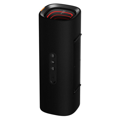 Xiaomi Sound Party sort cylindrisk Bluetooth-højttaler 50 W mesh-yderlag sideknapper rød topaccent IP67 vandtæt.