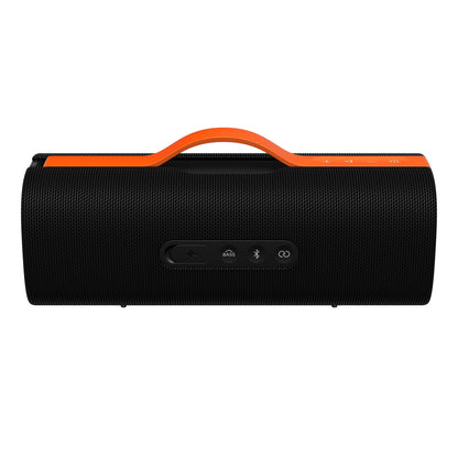 Xiaomi Sound Party bærbar Bluetooth-højttaler 50 W, sort med orange håndtag, topkontroller, fronttilslutning, IP67 vandtæt.