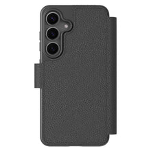 Agood company Mobilpung til Samsung Galaxy S25 Sort, sort cover flap wallet case, passer til tre lodrette bagkameraer.