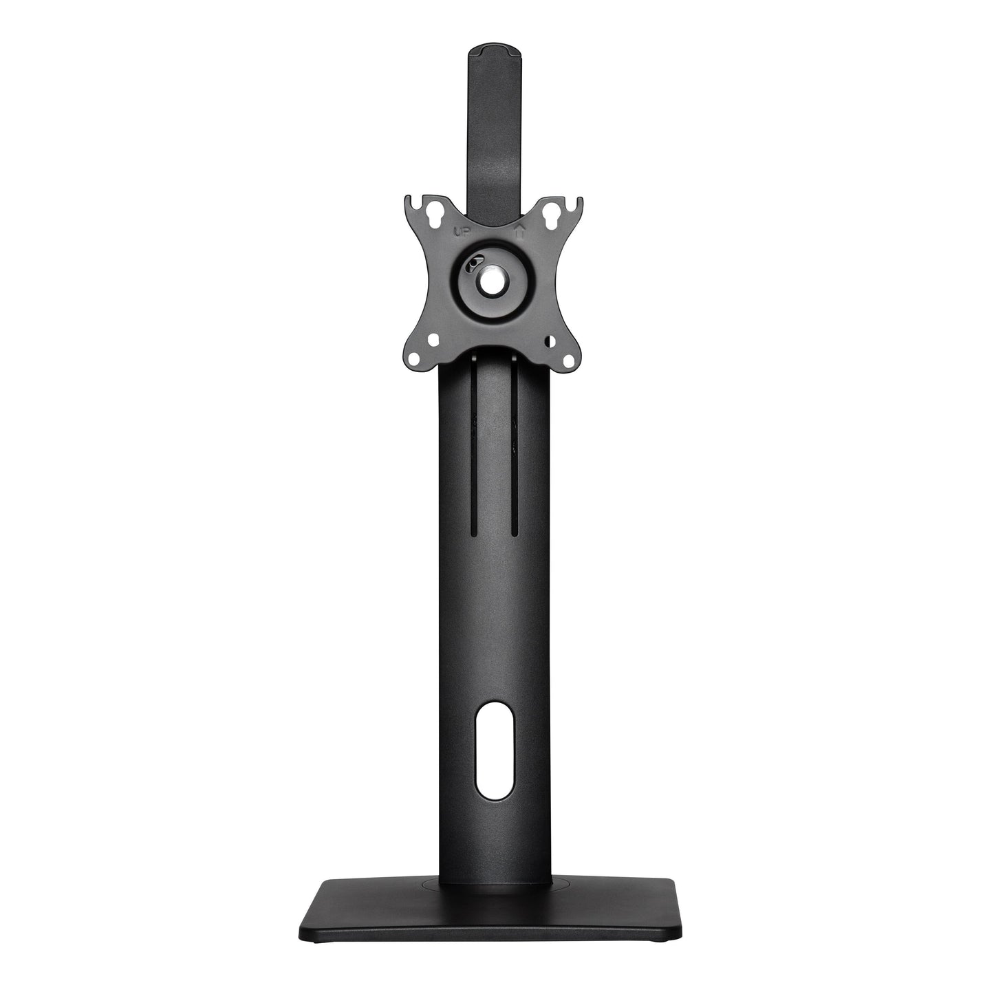 Plexgear justerbart skærmstativ sort metal til 17-32" skærm, rektangulær base, VESA-montering.