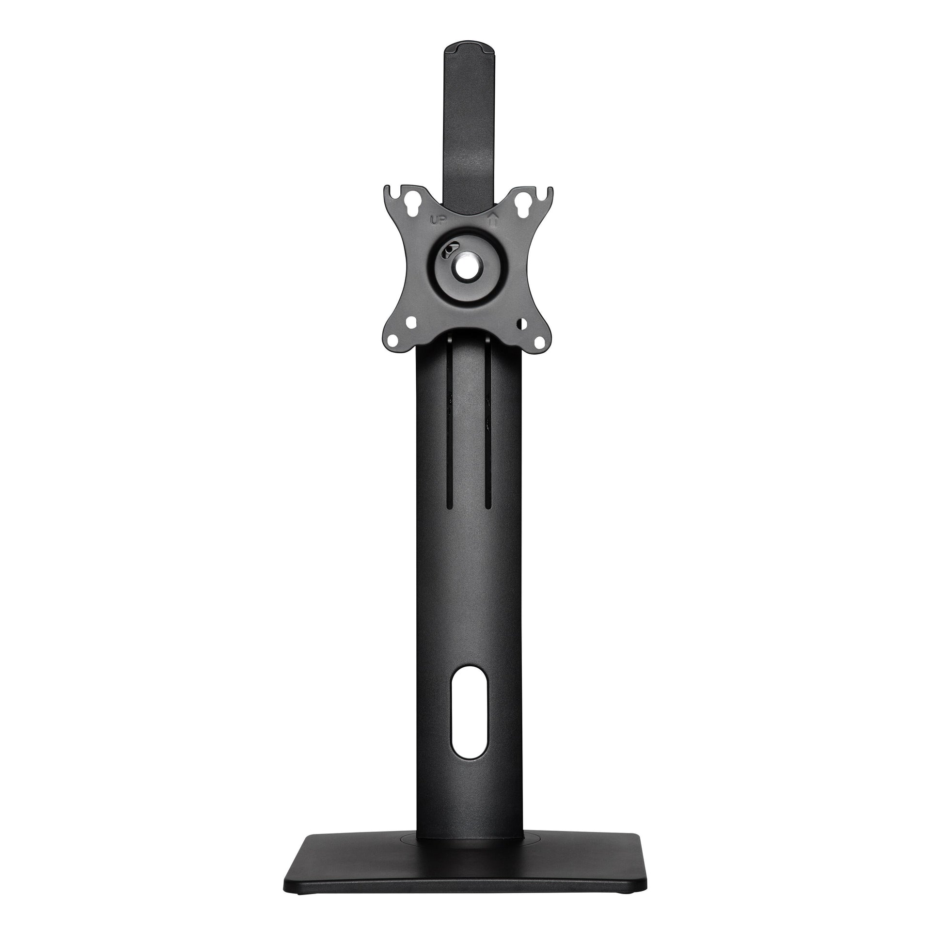 Plexgear justerbart skærmstativ sort metal til 17-32" skærm, rektangulær base, VESA-montering.