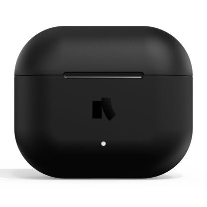Nomadelic True trådløse øretelefoner Solo 203 sort, sort opladeetui med Bluetooth 6.0, front LED og centreret logo.