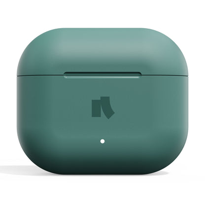 Nomadelic Solo 203 true wireless hovedtelefoner grøn med mat grøn opladeetui, Bluetooth 6.0, LED-indikator og logo foran.