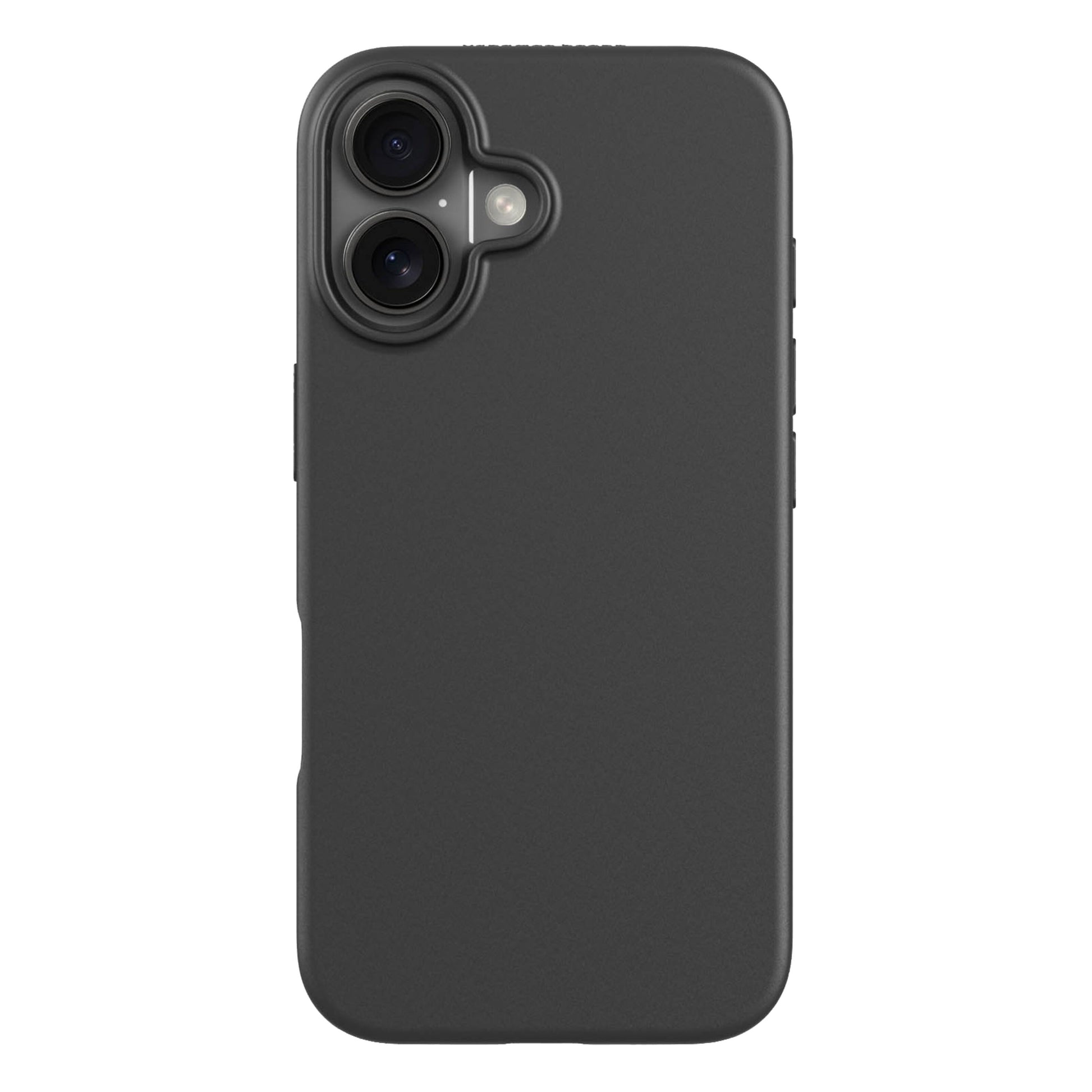 Agood company plantebaseret cover iPhone 16 sort, mørkegrå mat finish, udskæring til dobbeltkamera og blitz.