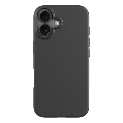 Agood company plantebaseret cover iPhone 16 sort, mørkegrå mat finish, udskæring til dobbeltkamera og blitz.