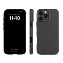 Agood company Plante-baseret mobilcover iPhone 16 Pro Max Sort, vises forside med 11:48, side og bagside med tripelkamera.
