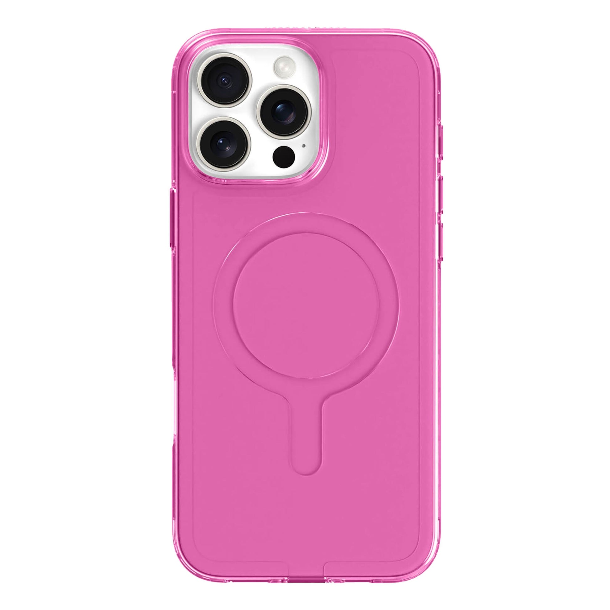 Mobilcover iPhone 16 Pro Max, lyserød, MagSafe-kompatibel med cirkulært mønster bagpå, passer til triple kamera.