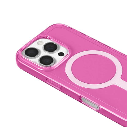 Mobilcover iPhone 16 Pro Max lyserød, transparent MagSafe-kompatibel, biobaseret materiale til triple kamera.