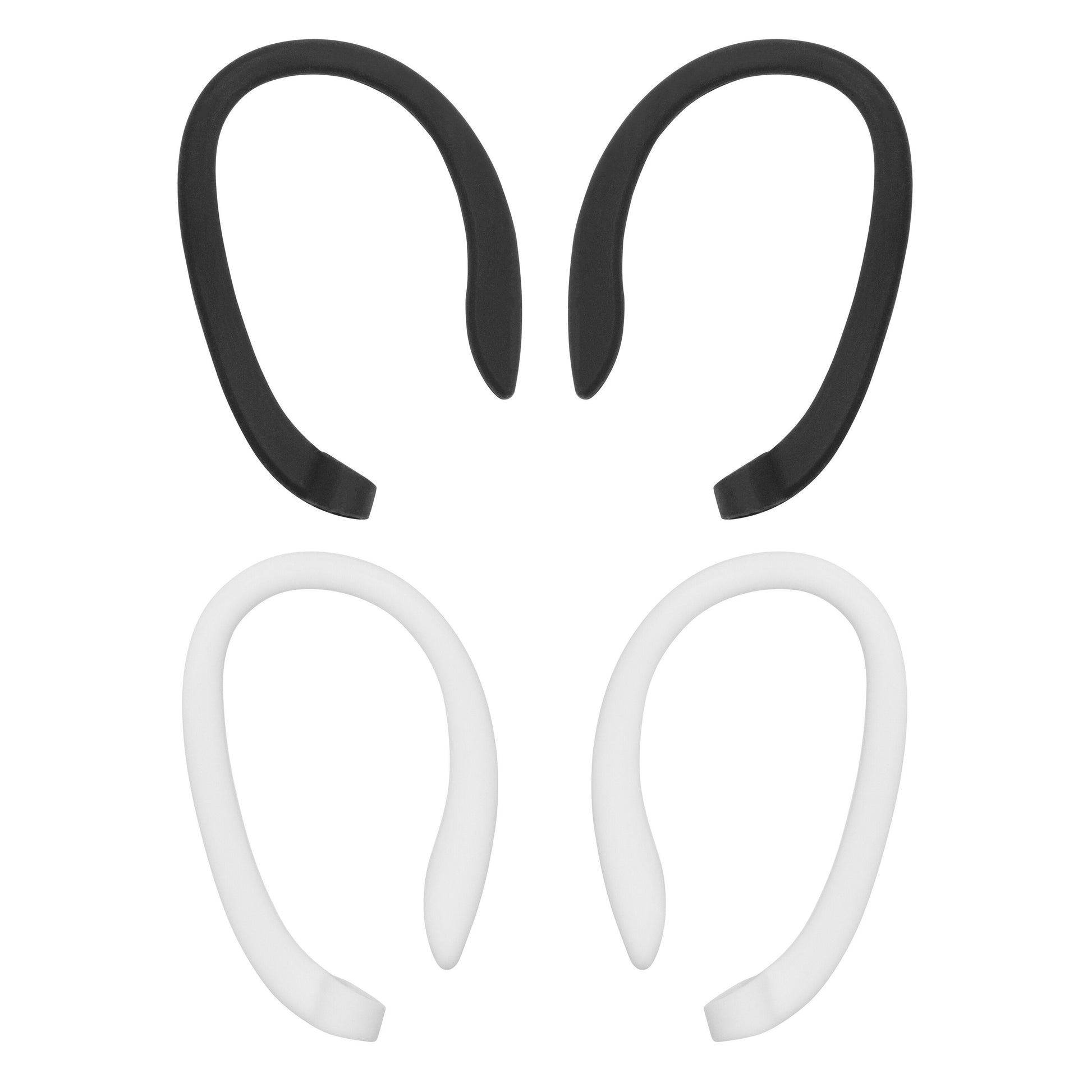 Linocell høretelefonkroge til stangmodeller 2-pak sort og hvid, kompatibel med in-ear hovedtelefoner.