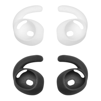 Linocell sportsøretelefonkroge 2-pak med flot design og oval åbning, sort og hvid, til AirPods.