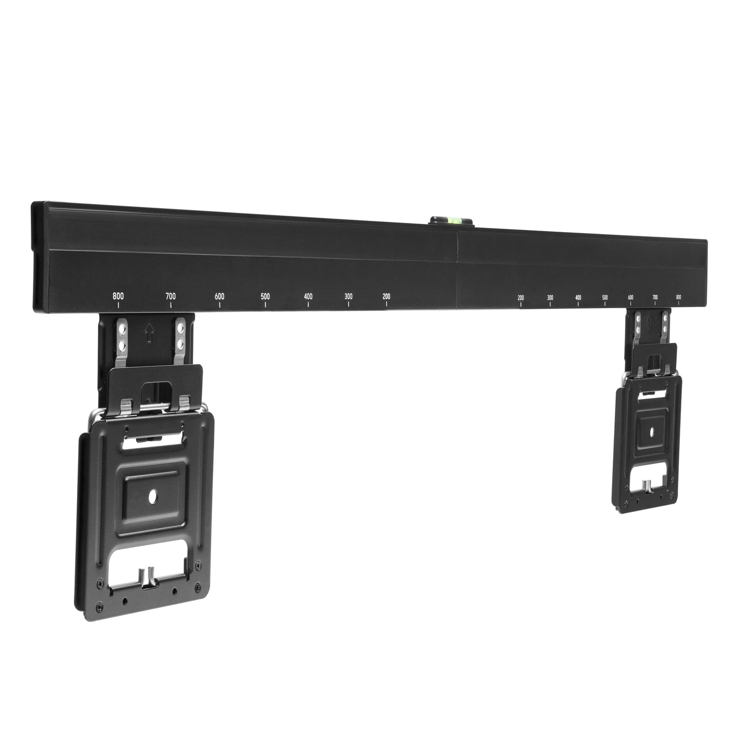 Luxorparts Vægbeslag XL sort metal til tv 43-100", justerbare skydbare arme, målemarkeringer, to monteringsplader.