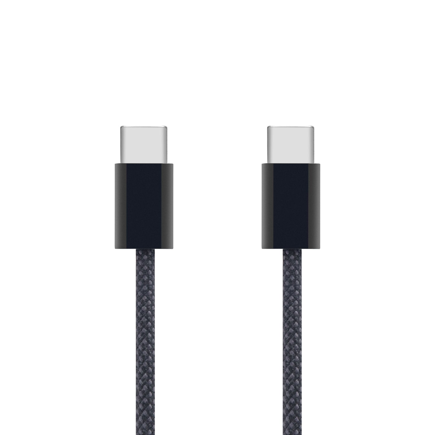 Linocell USB-C 2.0 kabel 2m flettet sort med metalstik understøtter hurtig opladning op til 240W.