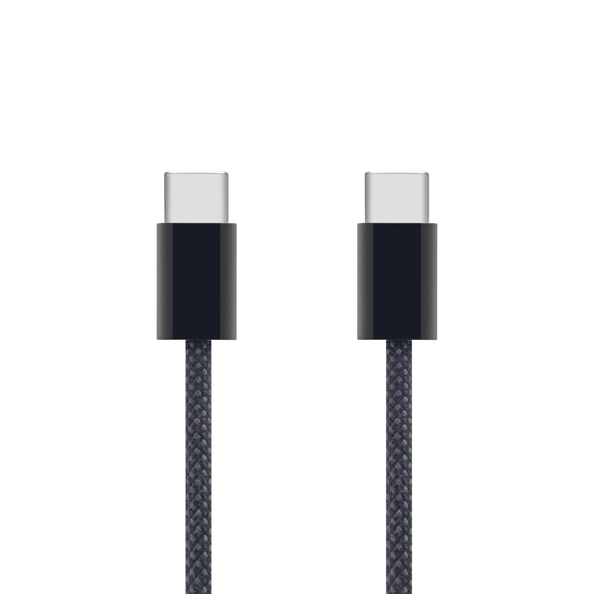 Linocell USB-C 2.0 kabel 2m flettet sort med metalstik understøtter hurtig opladning op til 240W.