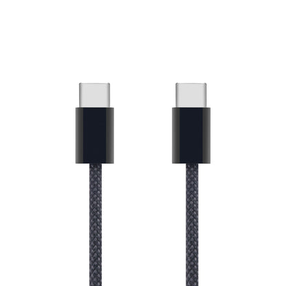 Linocell USB-C 2.0 kabel 2m flettet sort med metalstik understøtter hurtig opladning op til 240W.