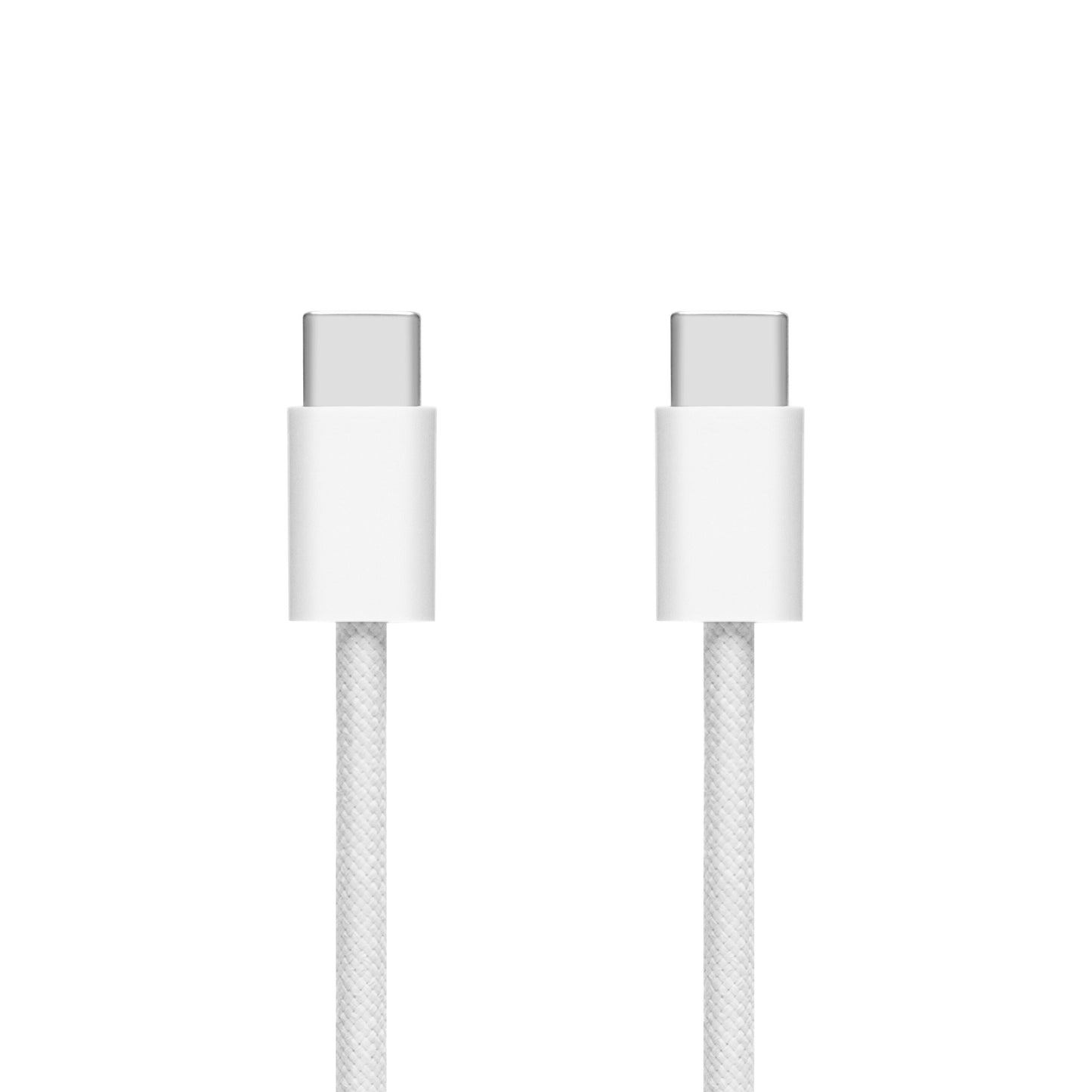 Flettet USB-C 2.0 kabel hvid 2 m, understøtter op til 240W hurtig opladning, til kabler side om side.