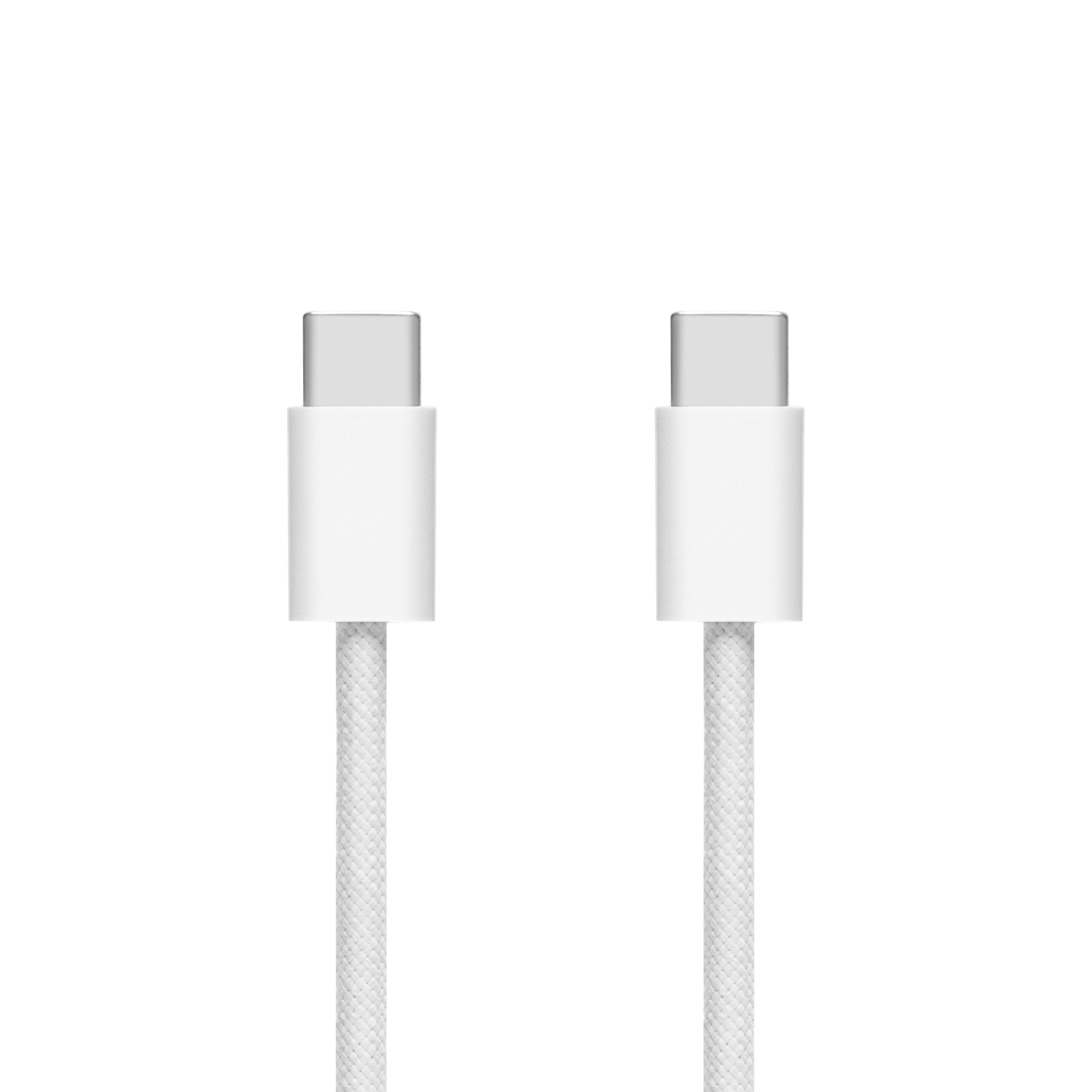 Flettet USB-C 2.0 kabel hvid 2 m, understøtter op til 240W hurtig opladning, til kabler side om side.