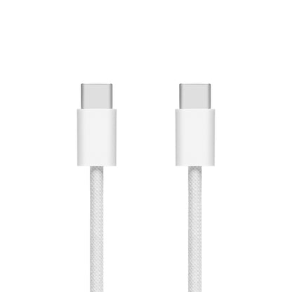 Flettet USB-C 2.0 kabel hvid 2 m, understøtter op til 240W hurtig opladning, til kabler side om side.