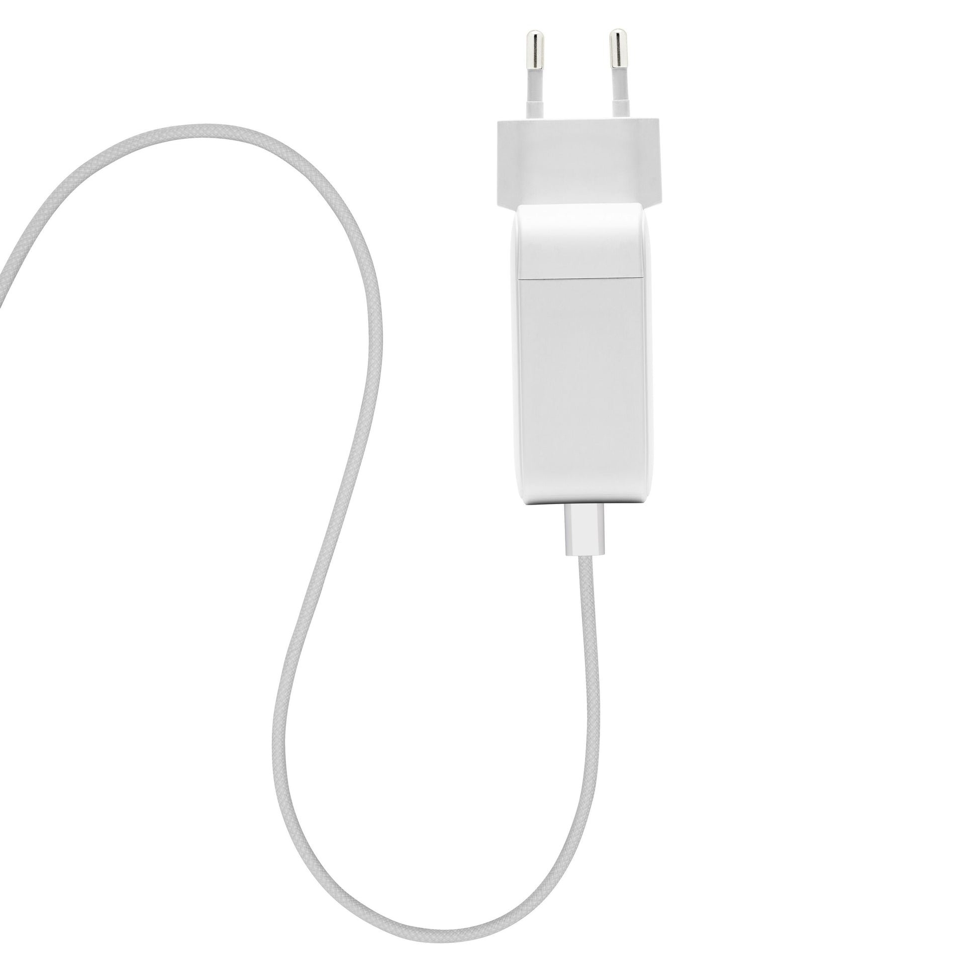 Linocell Flettet USB-C 2.0-kabel, hvid, 2 m, flettet design, understøtter 240 W opladning.