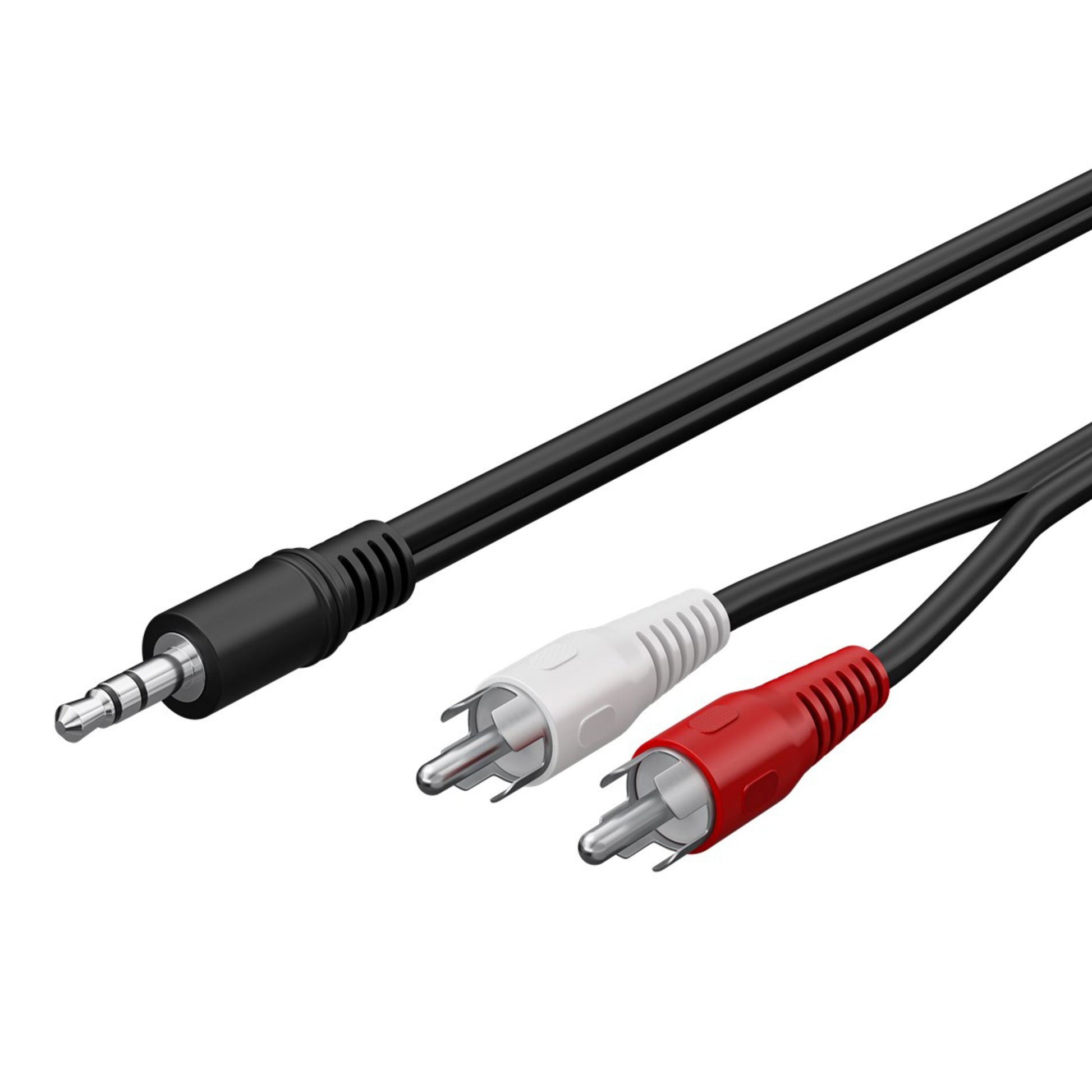 Lydkabel 3,5 mm til 2x RCA rød og hvid splitter 5 m.