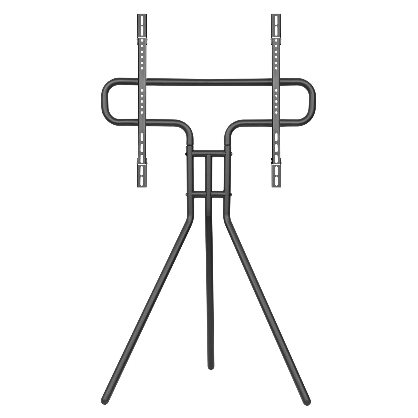Nikabe Luxorparts gulvstativ til tv 49-70", sort metal, tripod-base med to skrå ben, central støtte, VESA-beslag.
