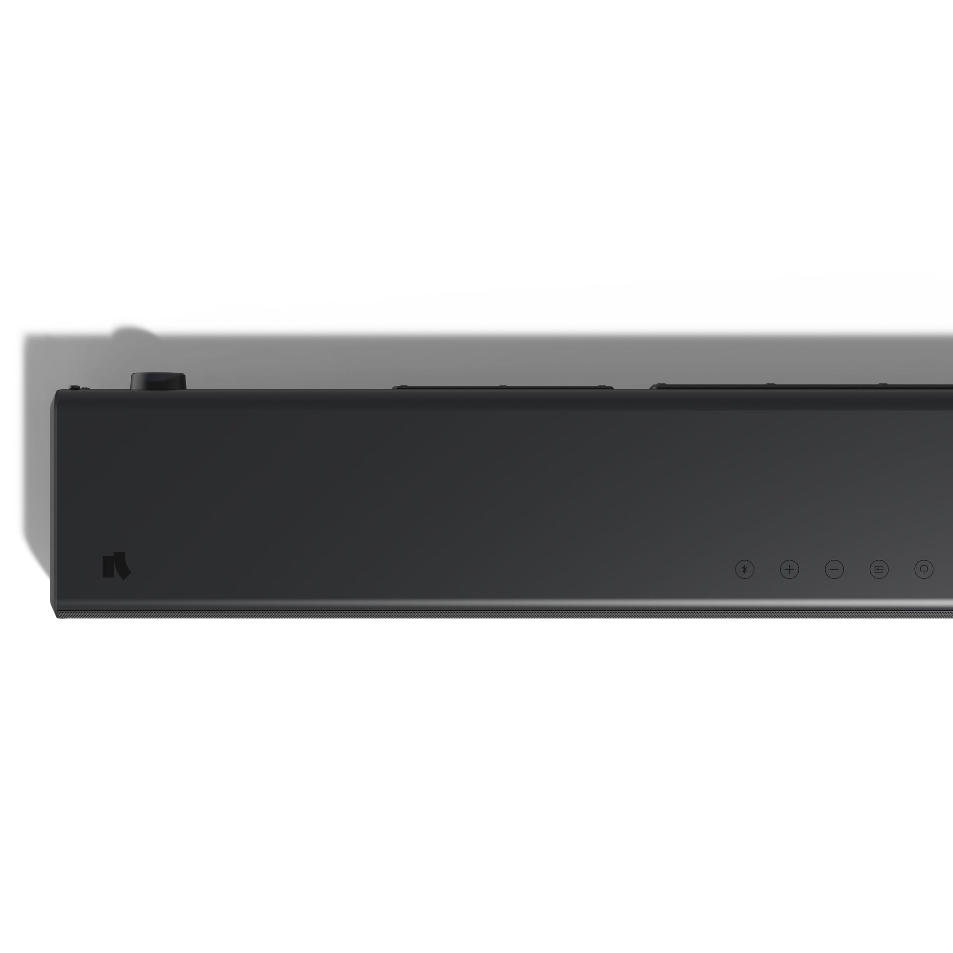 Nomadelic 2.1 Soundbar Loud 750 sort, touchknapper, diskret Nomadelic-logo foran, egnet til Bluetooth TV.