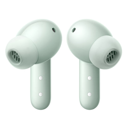 Nothing CMF Buds 2 trådløse in-ear høretelefoner, lysegrøn, silikone ørepropper, vises side om side.