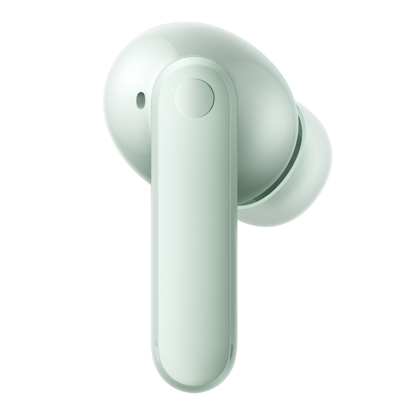 Nothing CMF Buds 2 lysegrønt sæt ovnfra med cirkulær knap, silikone in-ear tip og aktiv støjreduktion.