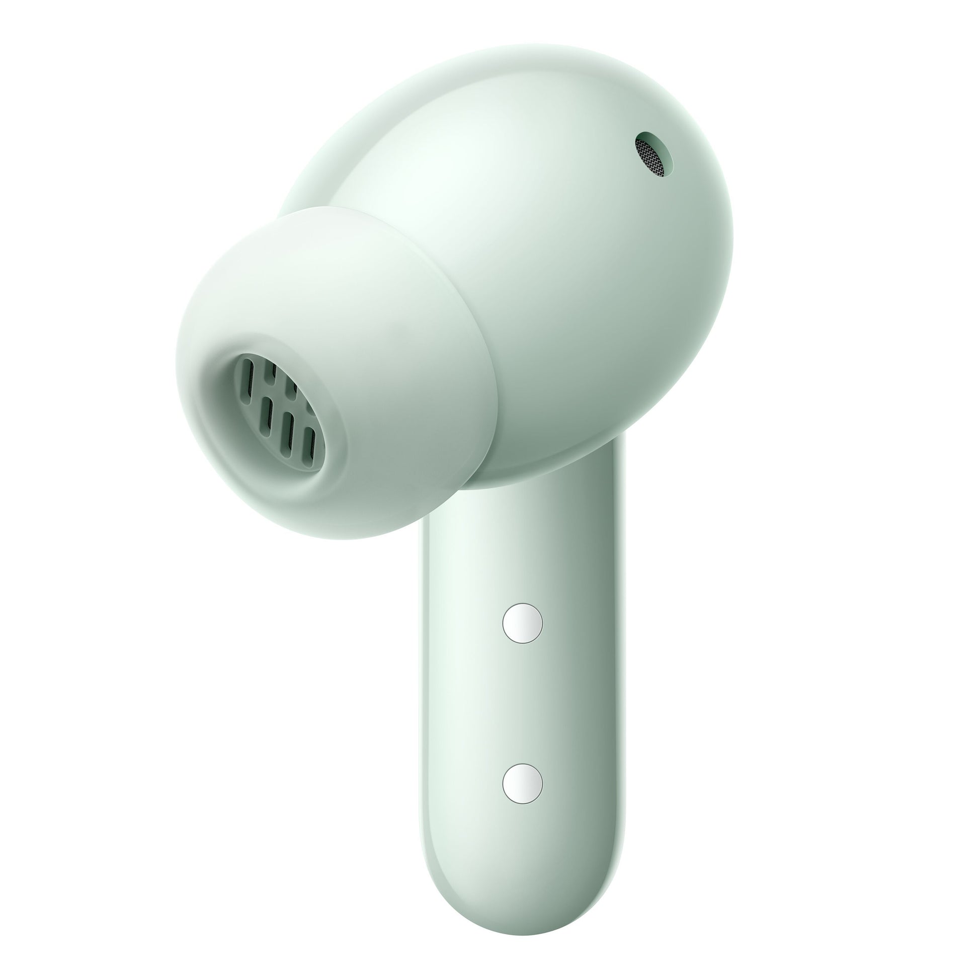 Nothing CMF Buds 2 lysegrøn trådløs in-ear høretelefon med silikone ørepude, to lade-kontakter, lille ventilationshul.