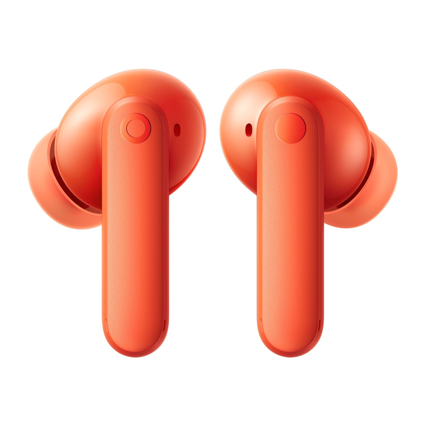 Nothing CMF Buds 2 Orange trådløse ørepropper med silikone ørepropper, lange stænger og aktiv støjreduktion.