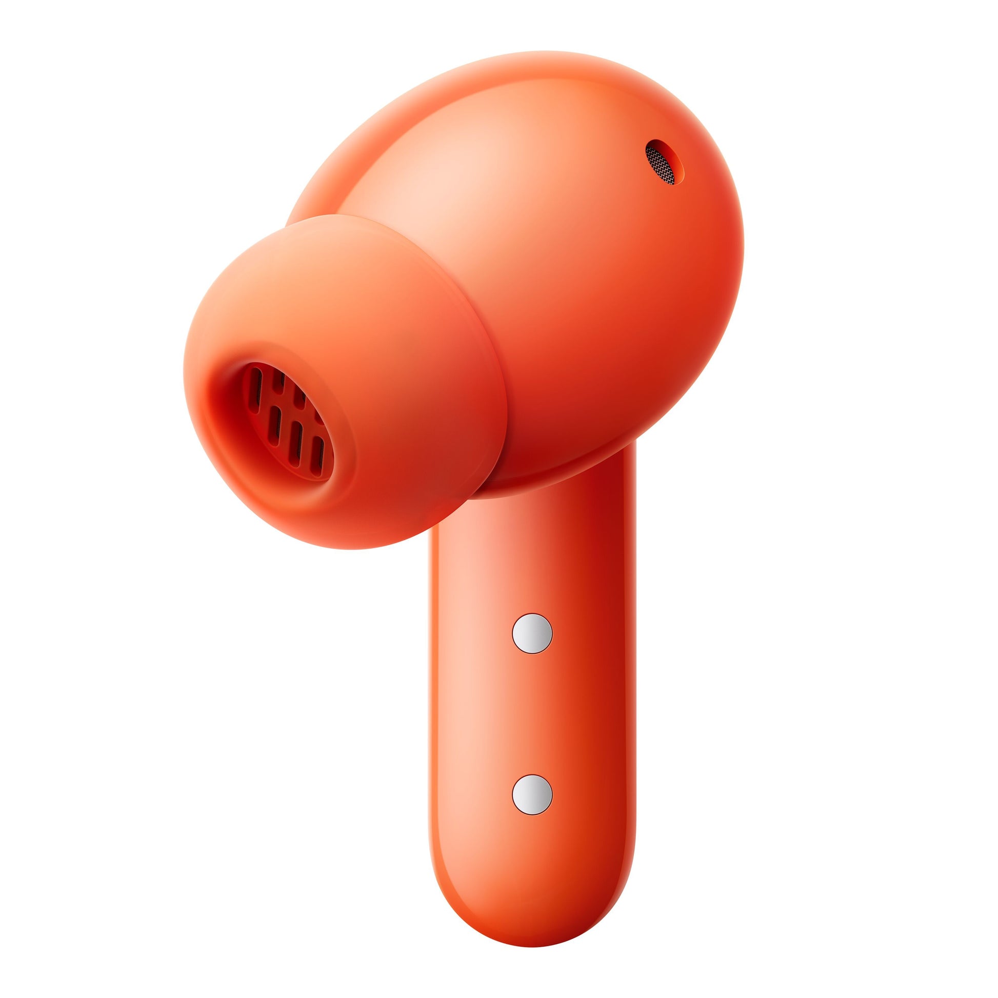 Nothing CMF Buds 2 Orange trådløs øreprop med blød silikonespids, to sølvkontakter på stangen, aktiv støjreduktion.